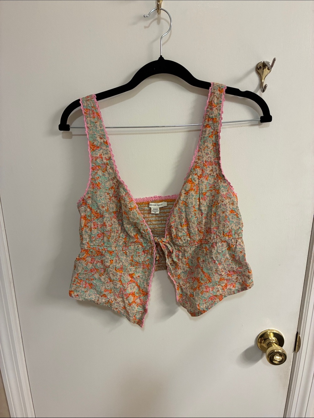 NWT American Eagle Outfitters Cropped Tank Vest in Pink, Orange, Cream Sz M